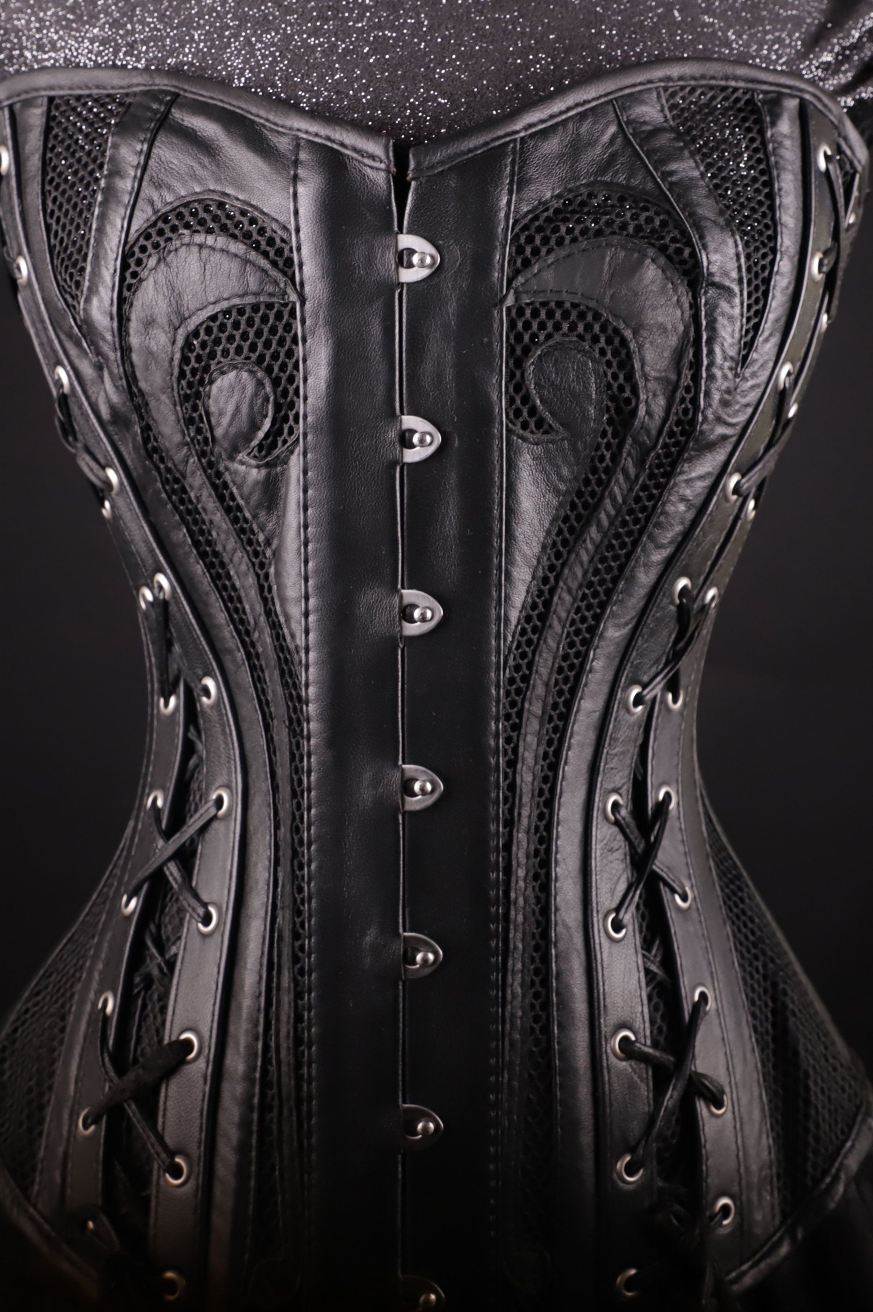 Black Leather Stripe Corset – Ms. Martha's Corset Shoppe