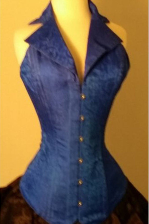 Corsevest Blue Silk Overbust