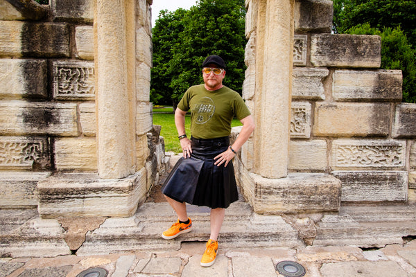 Men's Leather Kilt in All Black
