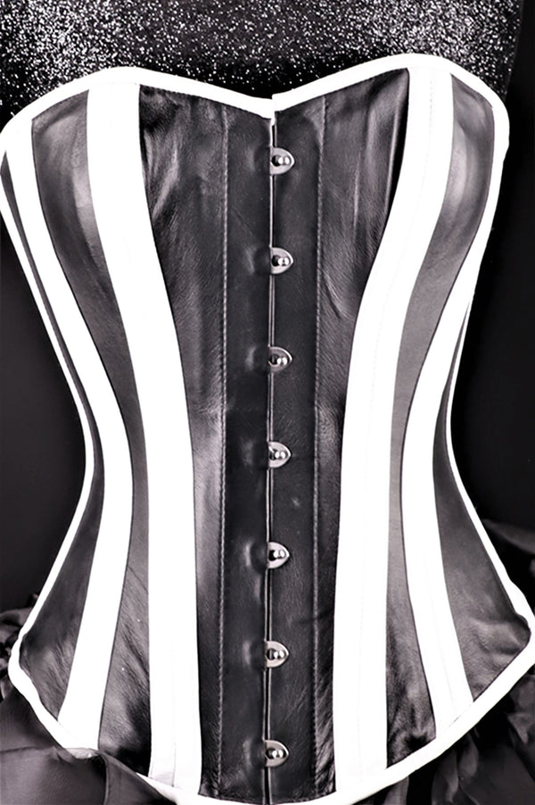 Best Black And White Leather Corset Overbust
