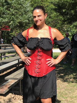 Leather Underbust Corset; Buckle Halter in Red Underbust