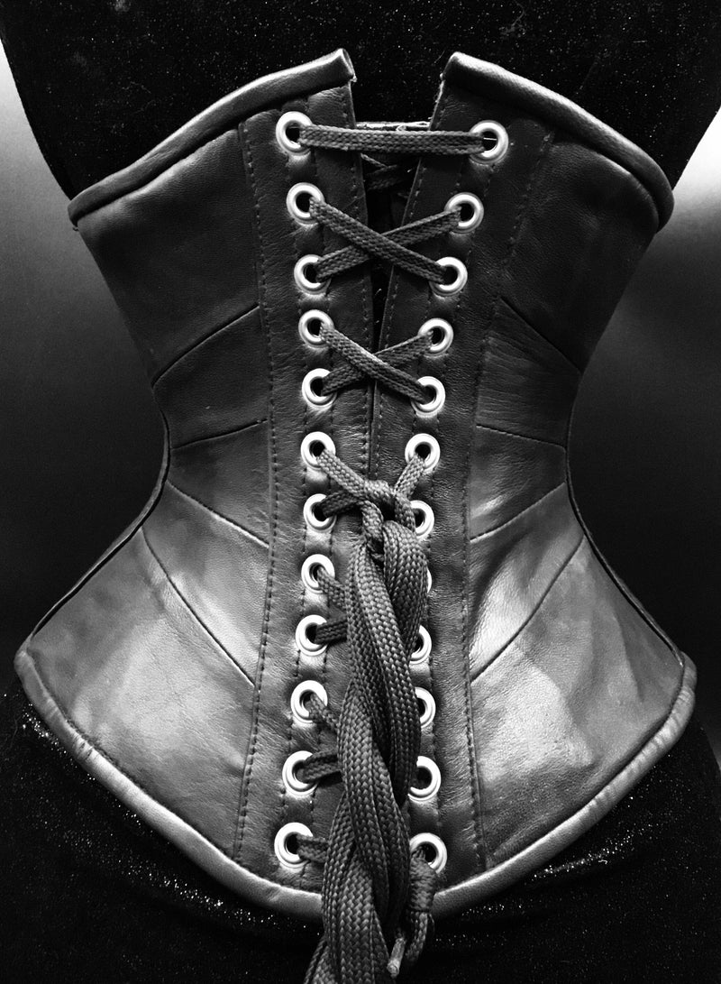 Geometric Black Leather Underbust Corset Underbust
