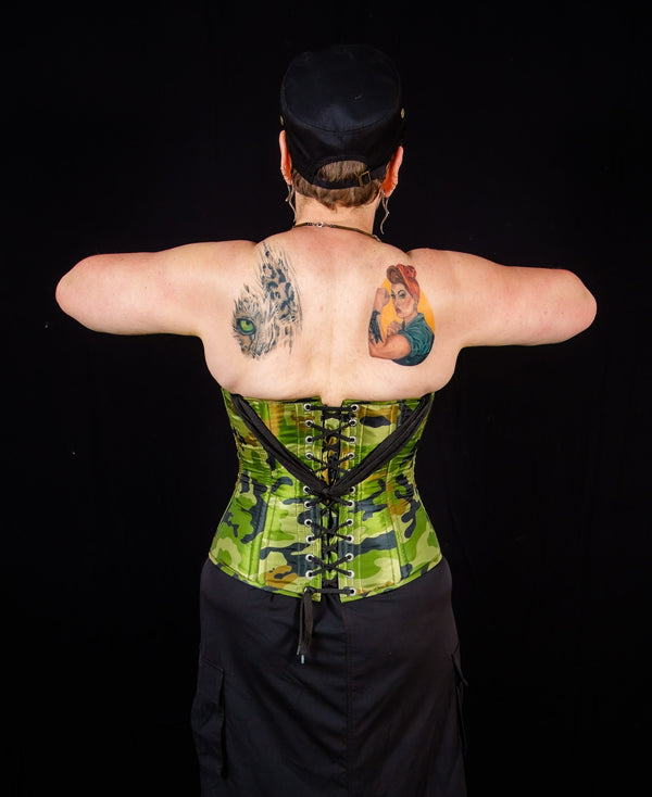 Silk Overbust Corset; Camouflage Overbust