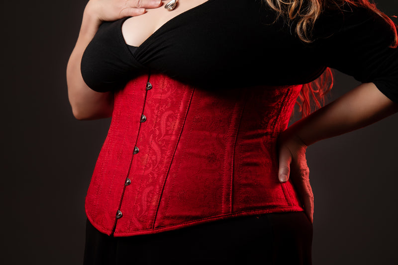 Silk Underbust Cincher; Red