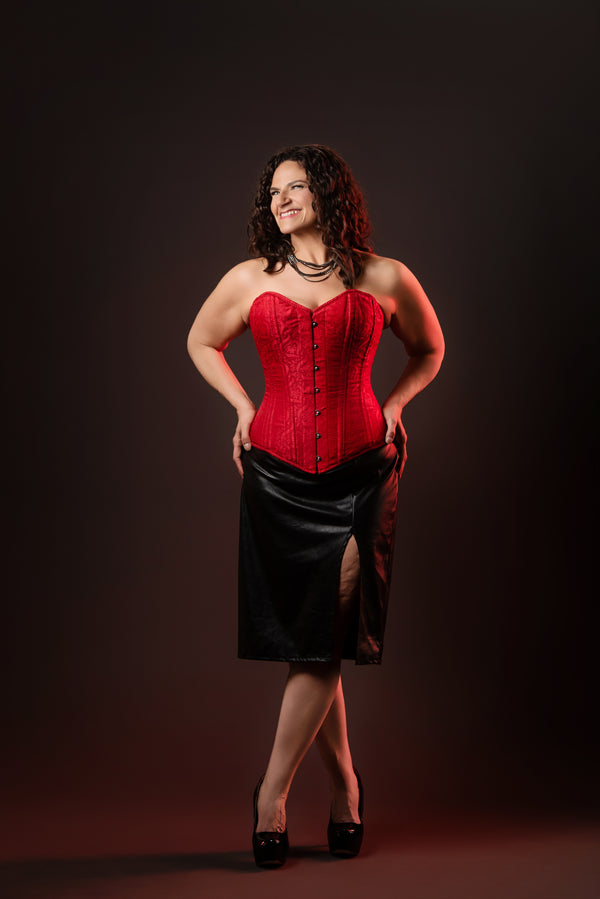 Silk Overbust Corset; Red