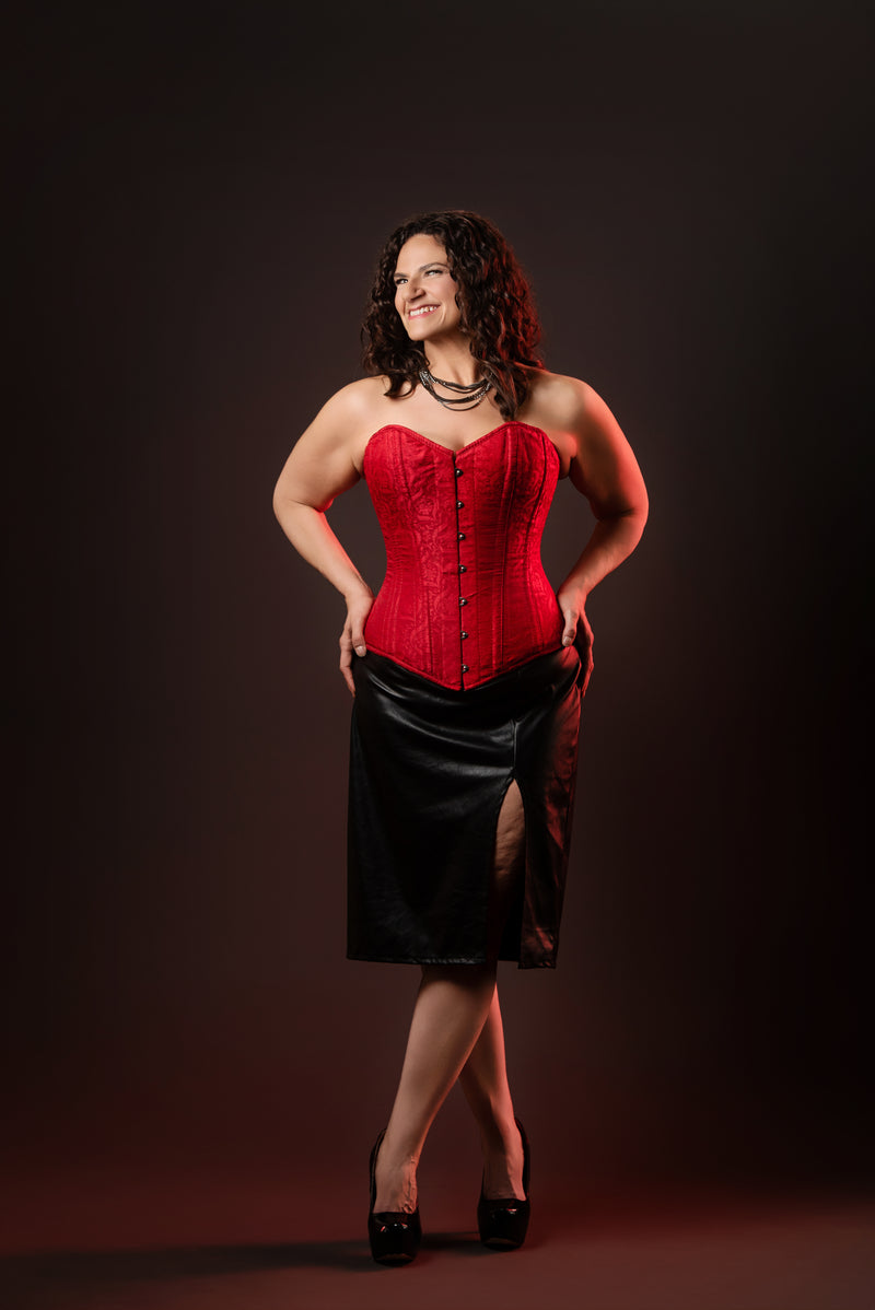 Silk Overbust Corset; Red