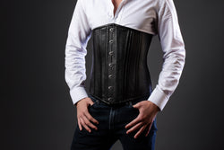 Leather Underbust Cincher; Men's in all black