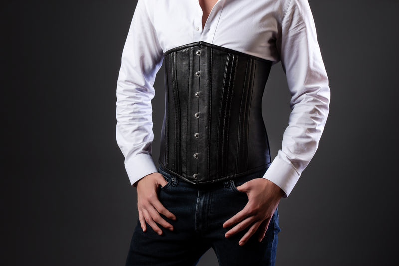 Leather Underbust Cincher; Men's in all black