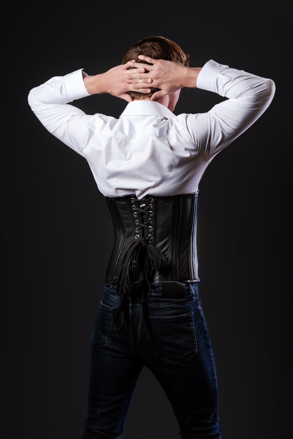 Leather Underbust Cincher; Men's in all black