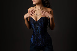 Silk Overbust Corset; Sparkle Blue