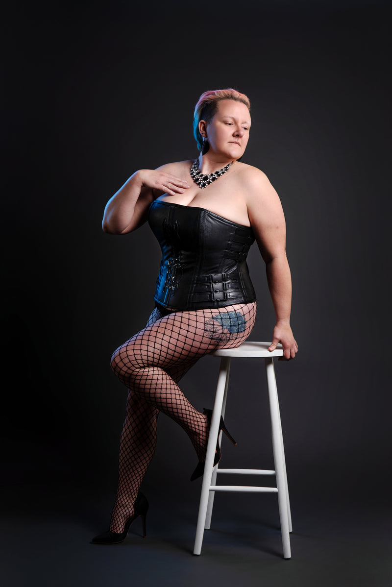 Leather Overbust Corset; Fierce in Black