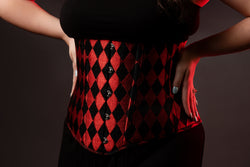 Silk Underbust Cincher; Harlequin in Black & Red