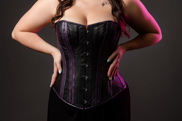 Leather Overbust Corset; Best in Black & Purple