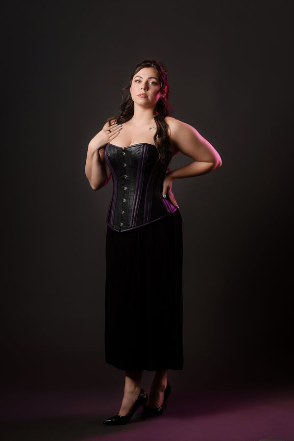 Leather Overbust Corset; Best in Black & Purple
