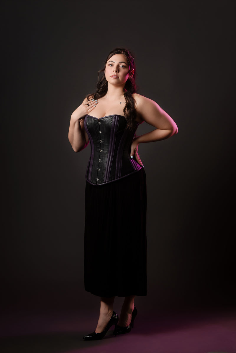 Leather Overbust Corset; Best in Black & Purple