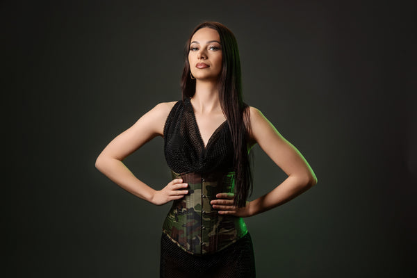 Silk Underbust Cincher; Camouflage