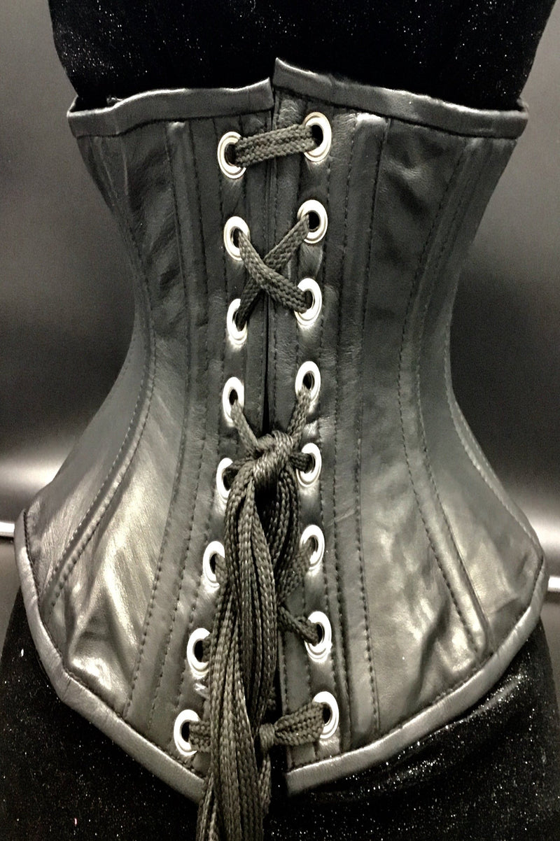 Slim Stripes Leather Black And White Underbust Corset