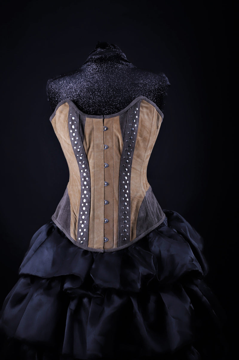 Studded Beauty Brown Suede Corset Overbust