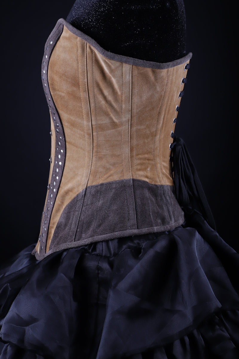 Studded Beauty Brown Suede Corset Overbust