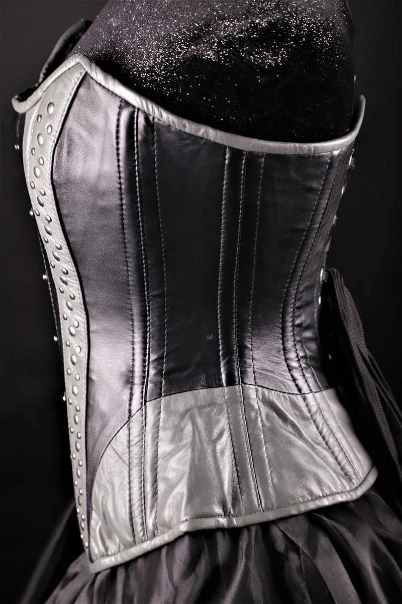 Studded Beauty Black And Grey Corset Overbust