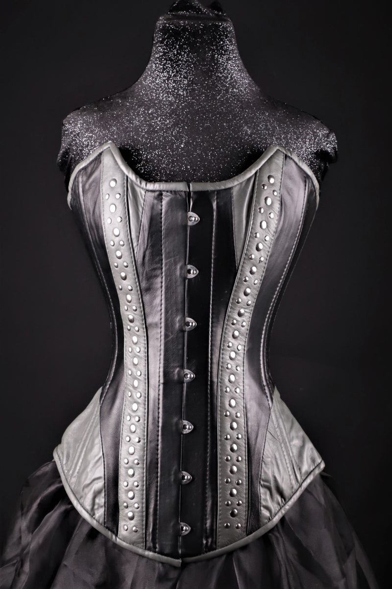 Studded Beauty Black And Grey Corset Overbust