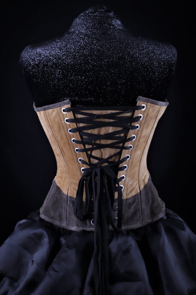 Studded Beauty Brown Suede Corset Overbust