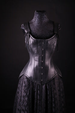 Tulip Leather Black Corset Overbust