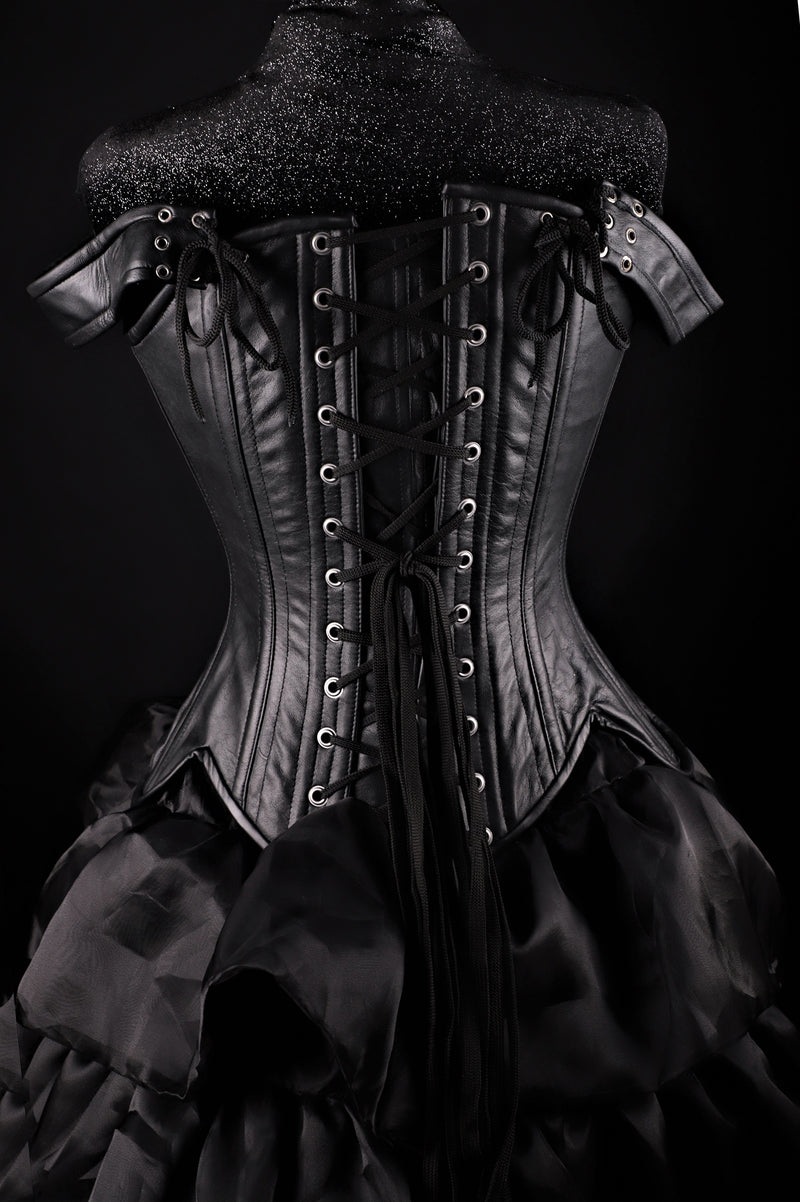 Tulip Leather Black White Corset Overbust