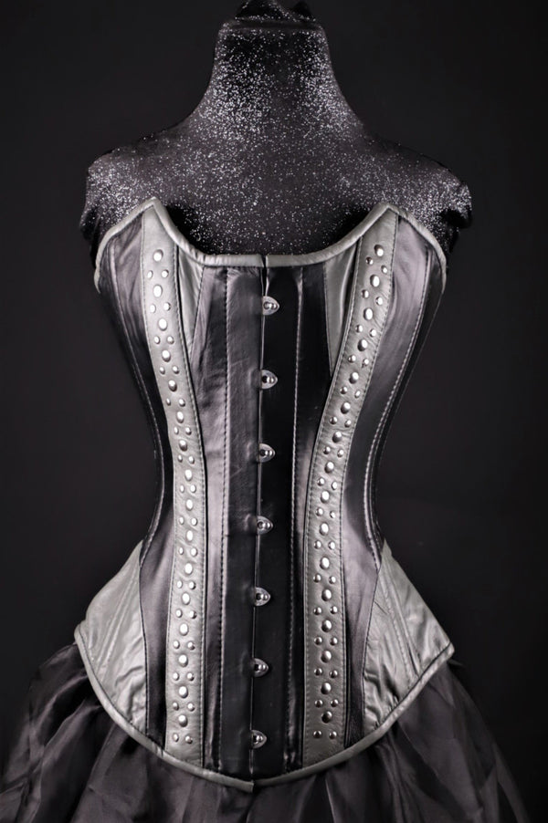 Studded Beauty Black And Grey Corset Overbust