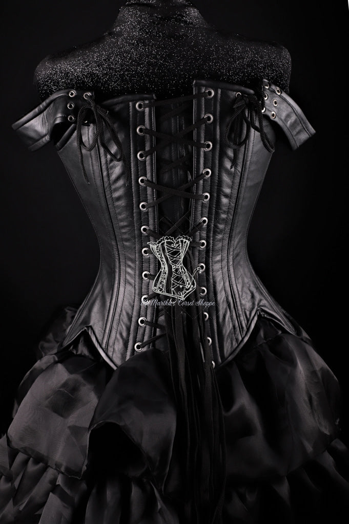 Tulip Leather Black White Corset Overbust