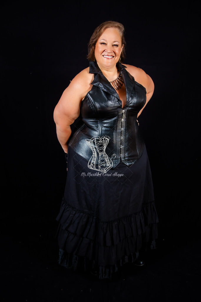 Leather Overbust Corsevest; Black Overbust