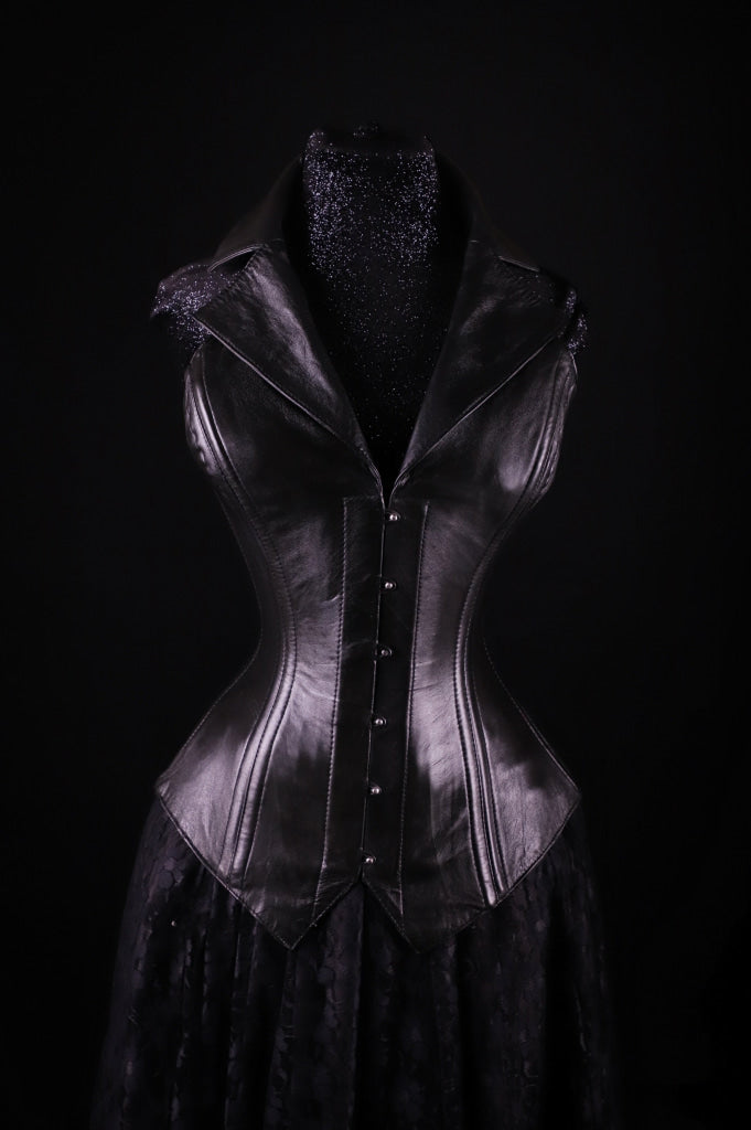 Corsevest Leather Black Overbust