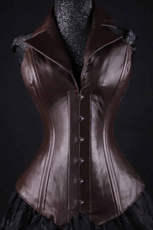 Corsevest Leather Brown Overbust