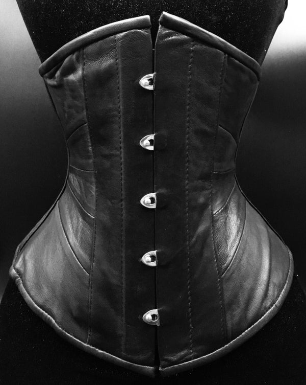 Geometric Black Leather Underbust Corset Underbust