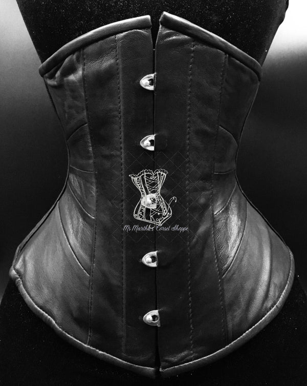 Geometric Black Leather Underbust Corset Underbust