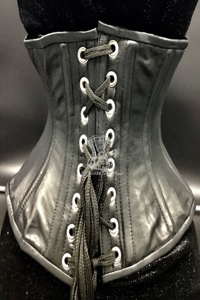 Slim Stripes Leather Black And White Underbust Corset