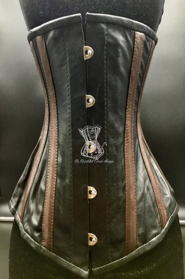 Striped Black And Brown Underbust Corset Underbust