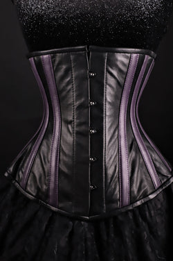 Stripes Purple Black Leather Underbust