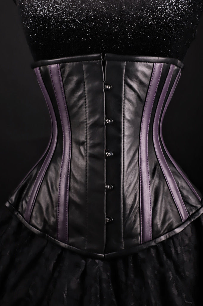 Stripes Purple Black Leather Underbust