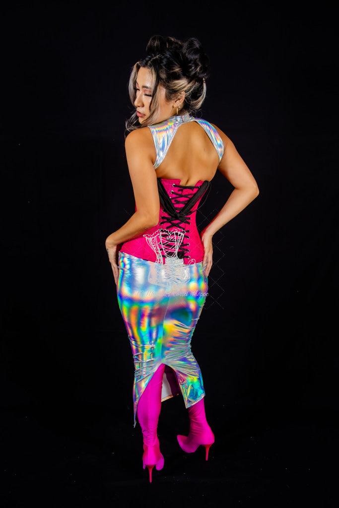 Silk Overbust Corset; Pink Overbust