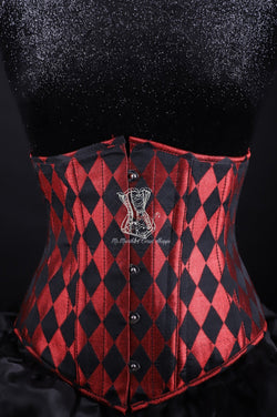 Harlequin Silk Underbust Corset Red And Black
