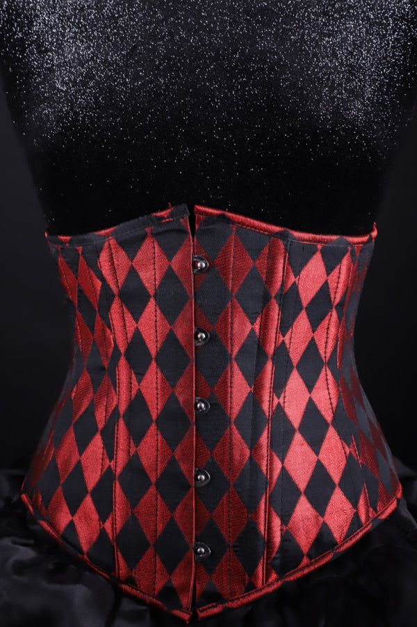 Harlequin Silk Underbust Corset Red And Black