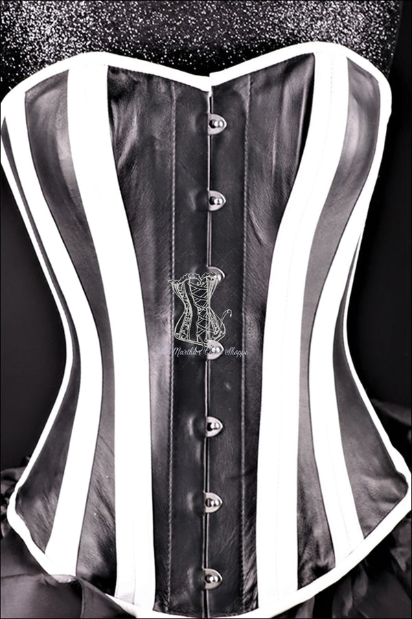 Best Black And White Leather Corset Overbust