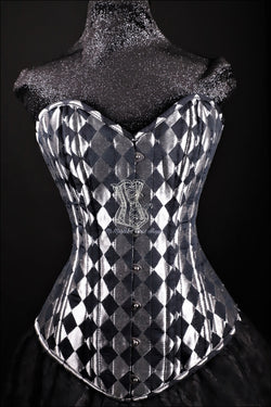 Harlequin Silk Overbust Black And Silver