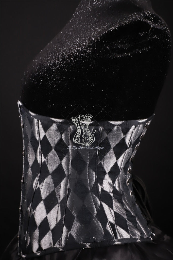 Harlequin Silk Underbust Corset Silver And Black