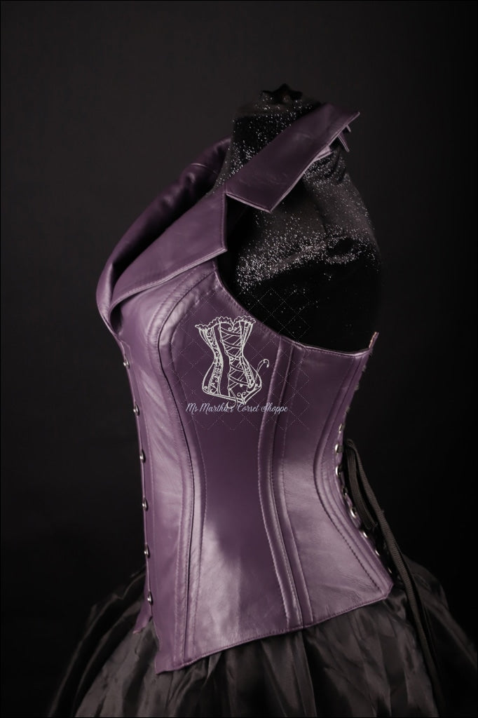 Corsevest Leather Purple Overbust
