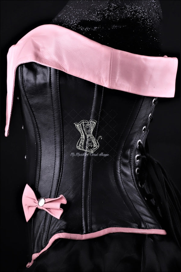 White and Black Leather Corset - Lace Up Corset – Miss Leather Online