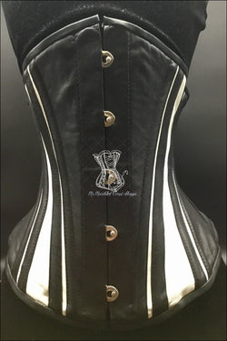 Slim Stripes Leather Black And White Underbust Corset