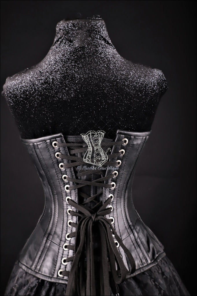 Lorrin Corset - Faux Leather Cropped Corset in Black