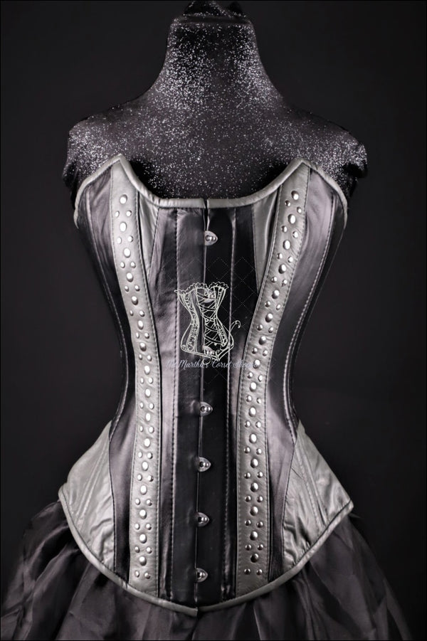 Studded Beauty Black And Grey Corset Overbust